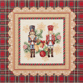 Decorative Panel Tapestry Fabric Nutcracker Duo – carmine/light beige, 