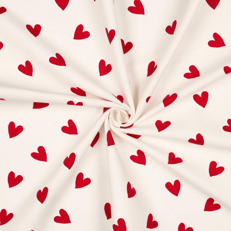 Cotton Flannel hearts | Poppy Fabrics – ivory/carmine,  image number 3