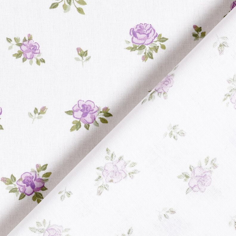 Cotton Poplin Delicate Roses – lavender/white,  image number 4
