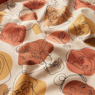 Decorative fabric, jacquard retro shapes, recycled – dark dusky pink/natural, 