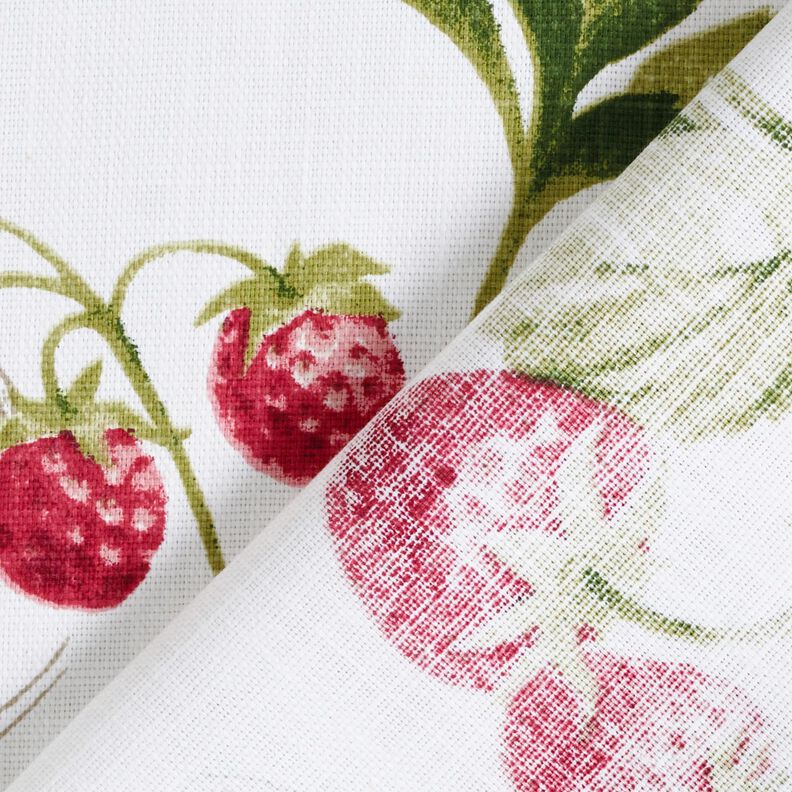 Decor Fabric Panama strawberries – white/carmine,  image number 4