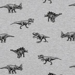 French Terry Dinosaurs – silver/black, 
