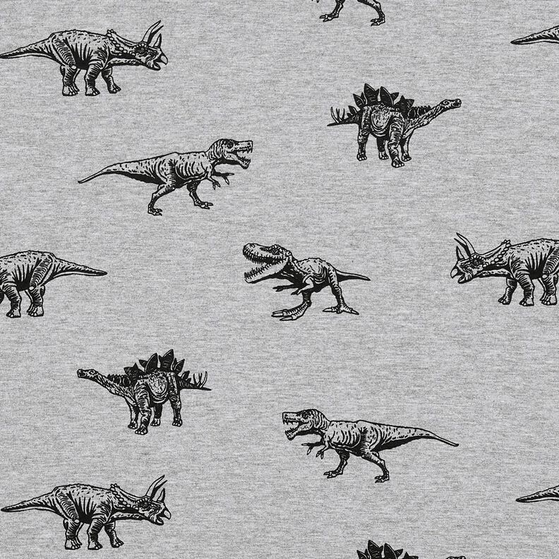 French Terry Dinosaurs – silver/black,  image number 1