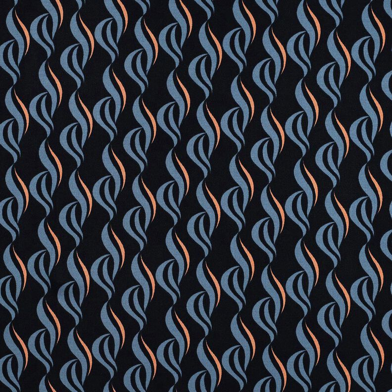 Stretch viscose abstract waves – blue-black/light wash denim blue,  image number 1
