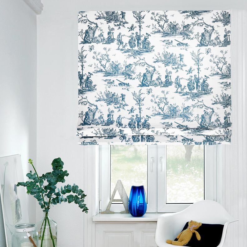 Decor Fabric Half Panama happy dancers 280 cm – ocean blue/white,  image number 6