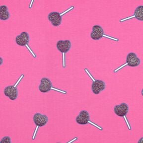 Cotton Jersey Glitter heart lollipops | Poppy Fabrics – pink, 