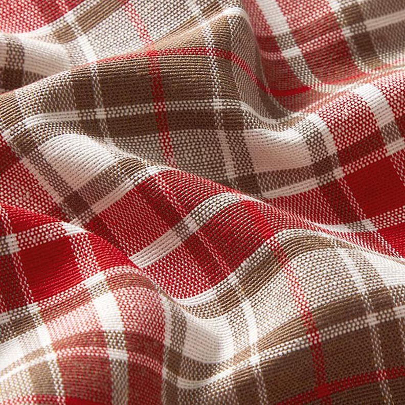 Decor Fabric Canvas colourful checks – taupe/red,  image number 2