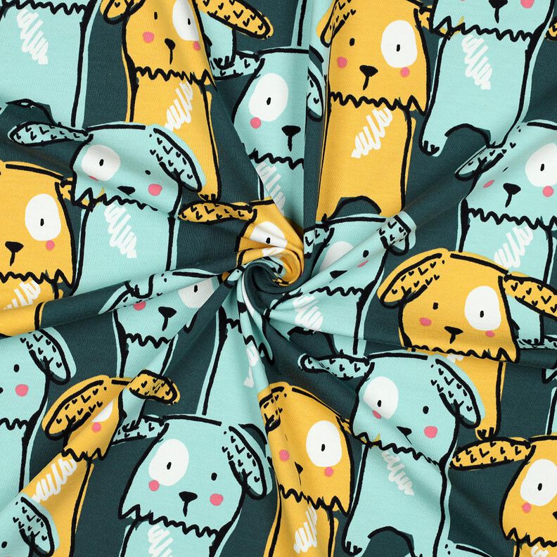 Cotton Jersey floppy-eared dogs | Poppy Fabrics – dark green, image number 3
