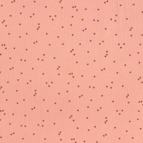 Double Gauze/Muslin Scattered hearts – dark dusky pink/burgundy, 