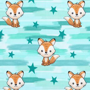Cotton Jersey Fox with stripes | Glitzerpüppi – aqua blue/peach orange, 
