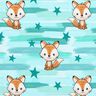 Cotton Jersey Fox with stripes | Glitzerpüppi – aqua blue/peach orange,  thumbnail number 1