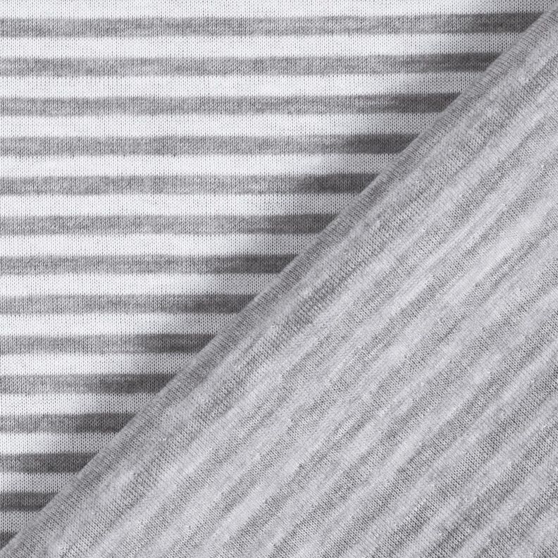 Double face Jersey plain stripes – white/grey, image number 5