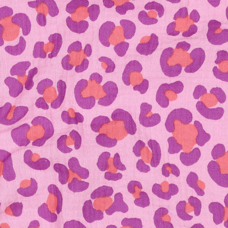 Double Gauze/Muslin colorful leopard print | Poppy Fabrics – pastel violet/red lilac, image number 2