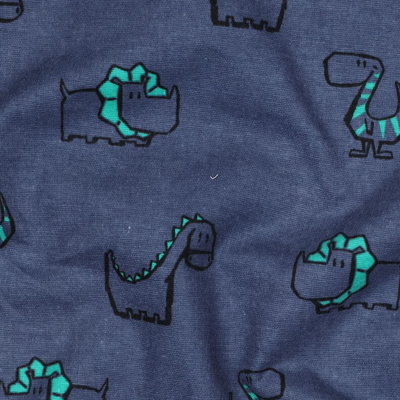 Cotton Flannel cheeky dinosaurs | Poppy Fabrics – denim blue/emerald green,  image number 2