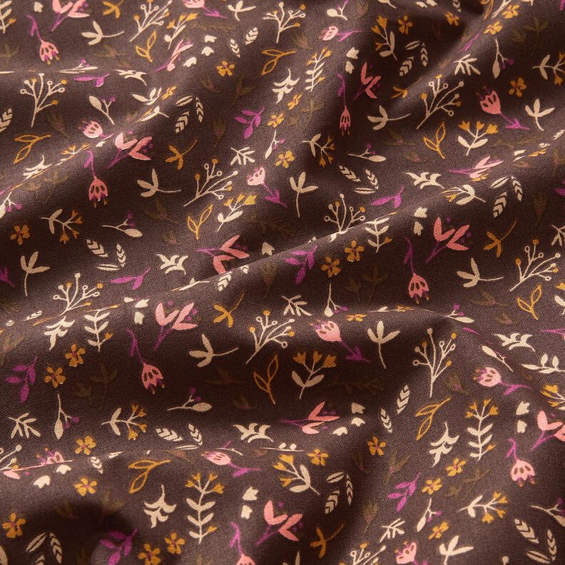 Cotton Cretonne Little Twigs – dark brown/grape, image number 2
