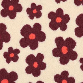 Teddy Fur Flowers | Poppy Fabrics – cashew/burgundy, 