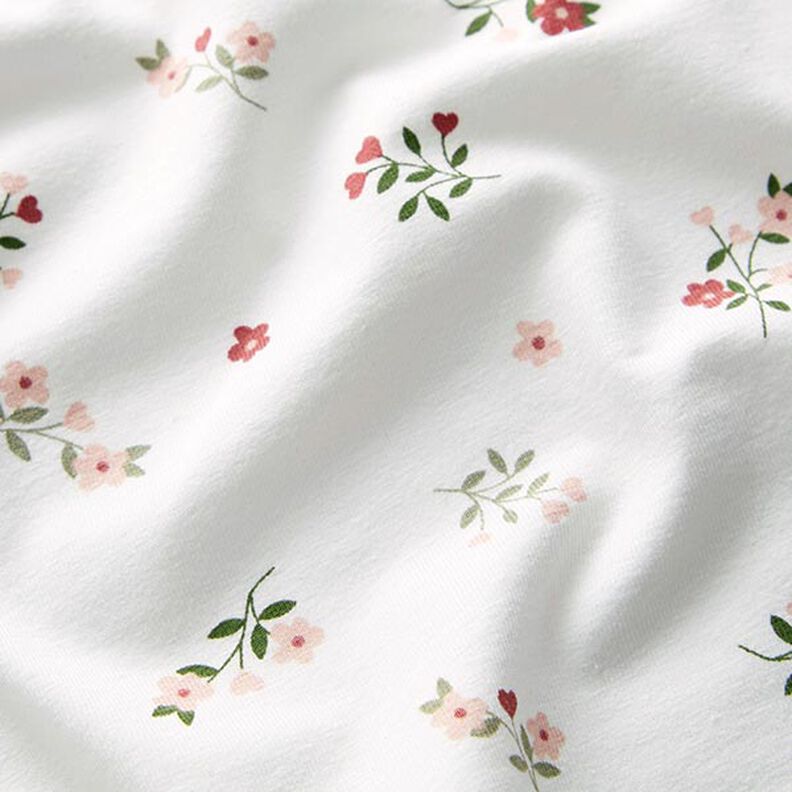 Cotton Jersey Flowers and Hearts – offwhite | Remnant 60cm,  image number 2