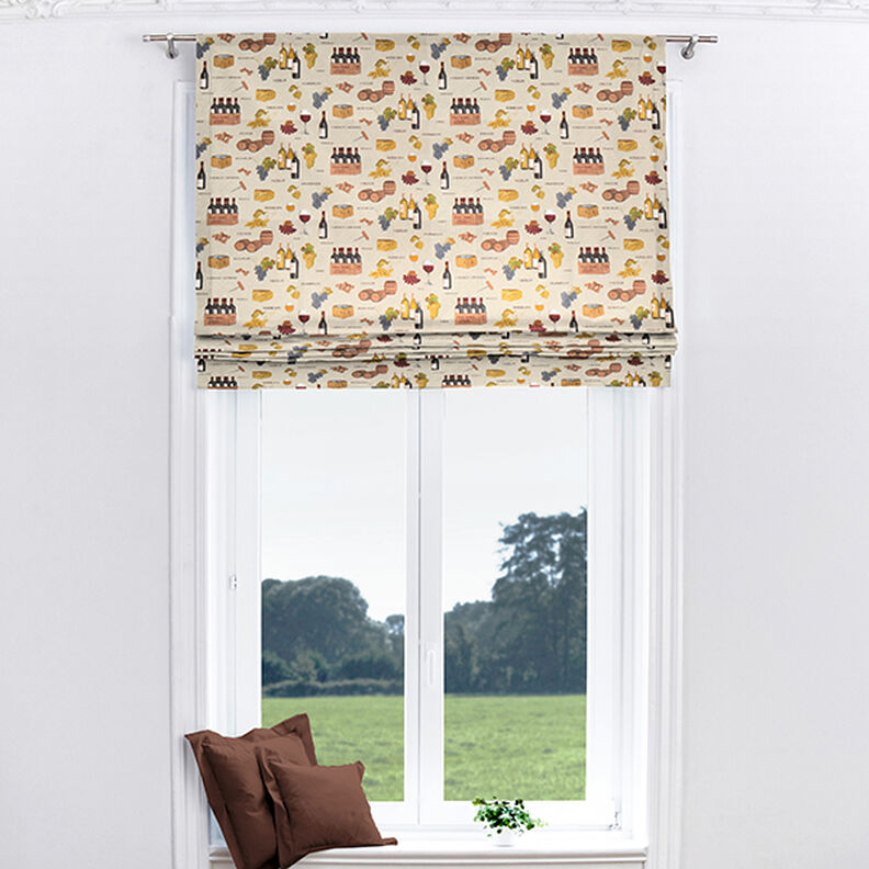 Decorative half Panama fabric Wine – natural,  image number 6