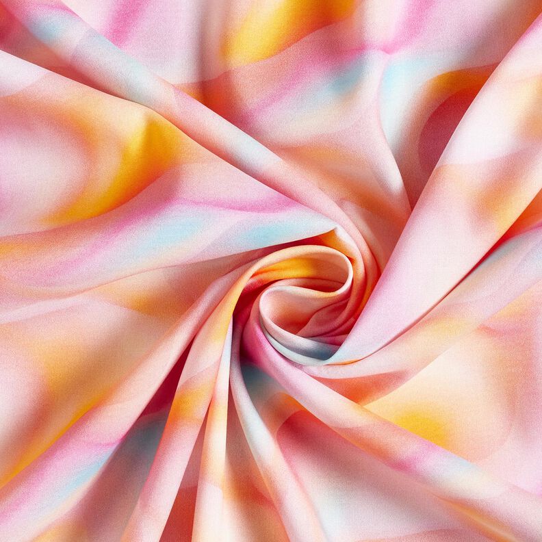 viscose fabric summery wave pattern – apricot/ice blue, image number 3