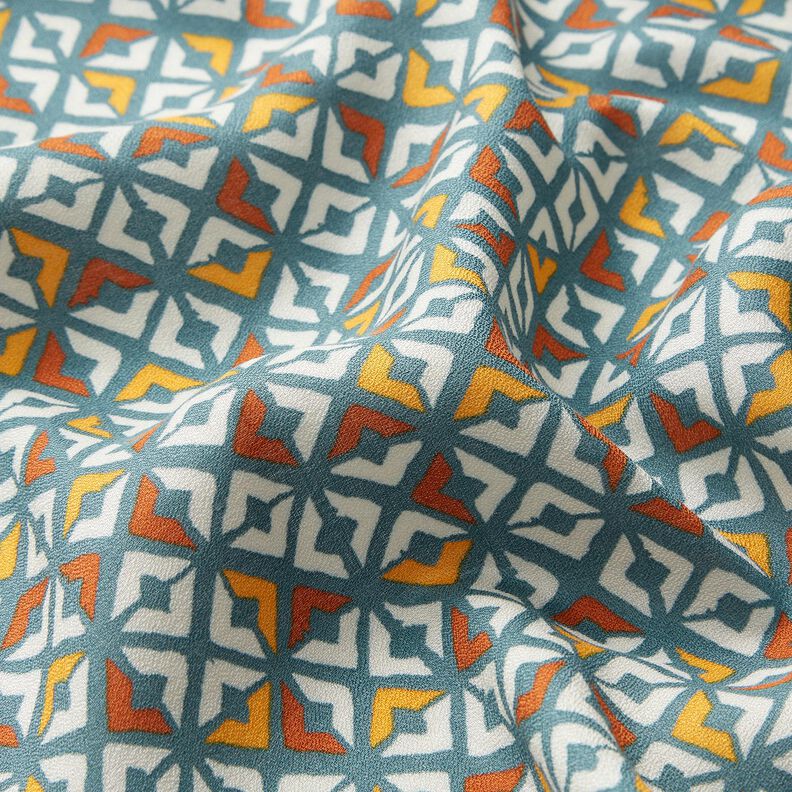 Retro diamonds viscose crepe – petrol/offwhite, image number 2