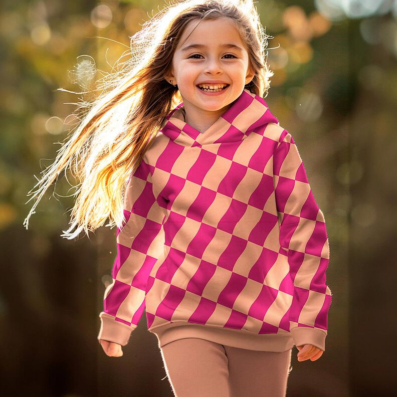 Softsweat wavy check| Poppy Fabrics – intense pink/peach orange,  image number 6