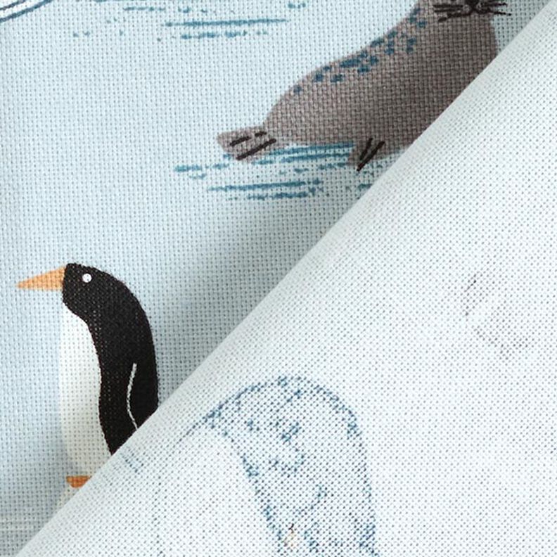 Decor Fabric Half Panama Animals in the Ice – baby blue/white, image number 4
