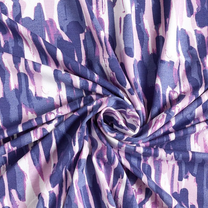 Viscose Jersey Brushstrokes – white/blue lilac, image number 3