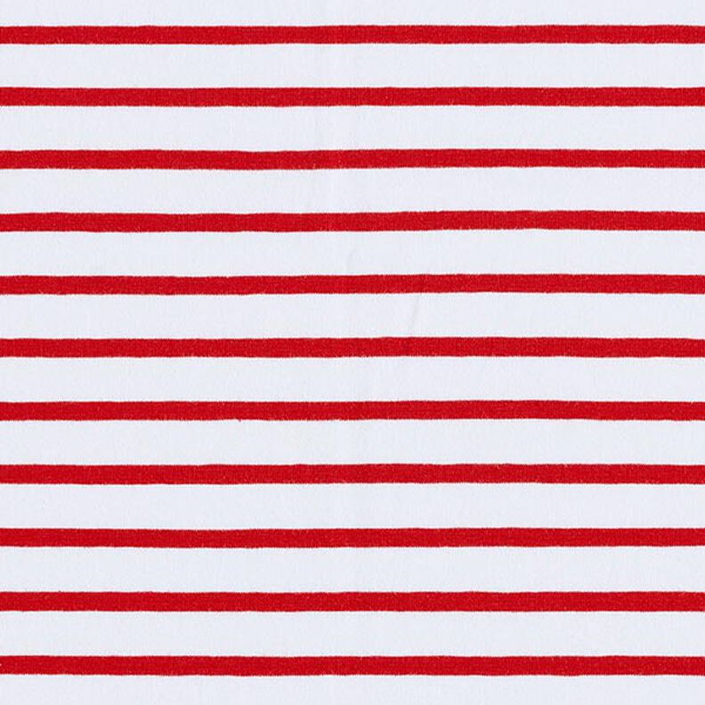 Narrow & Wide Stripes Cotton Jersey – white/red,  image number 1