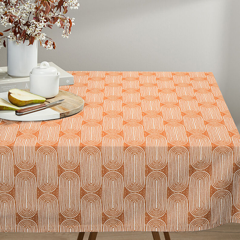 Decor Fabric Half Panama Arches – terracotta/natural,  image number 6