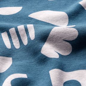 Alpine Fleece Abstract shapes  – denim blue/pastel mauve, 