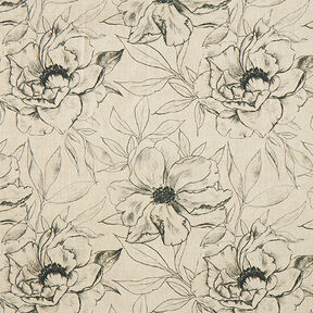 Decor Fabric Half Panama Sketched Flowers – anemone/black, 