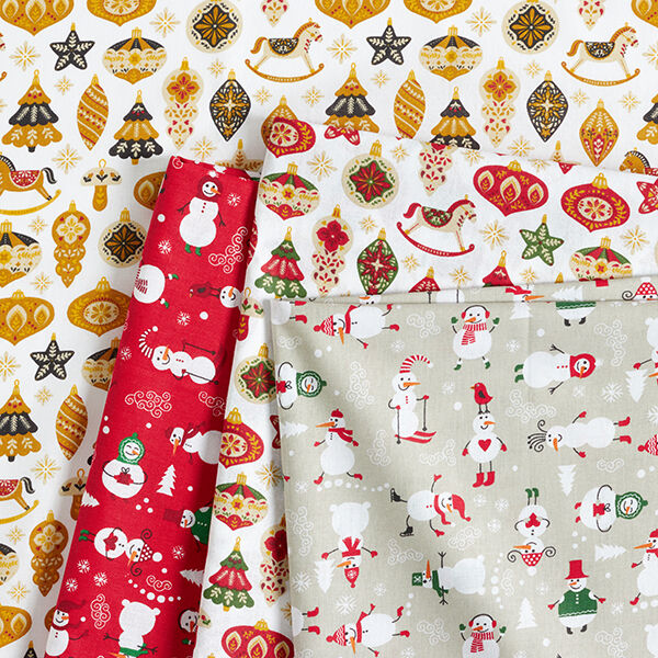 Cotton Cretonne Snowmen – red/white, image number 5
