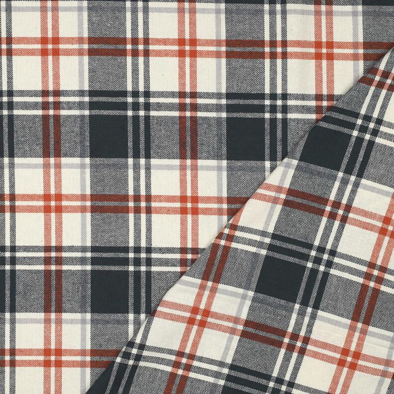 Cotton Flannel Check with herringbone pattern – blue-black/cream, image number 4
