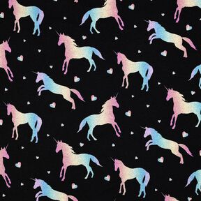 Cotton Jersey Rainbow Unicorns Digital Print | Poppy Fabrics – black, 