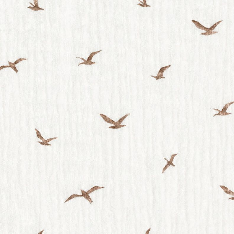 Double Gauze/Muslin seagulls – ivory/dark taupe,  image number 1