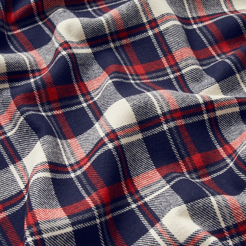 Cotton Flannel checked – blue-black/carmine, image number 2