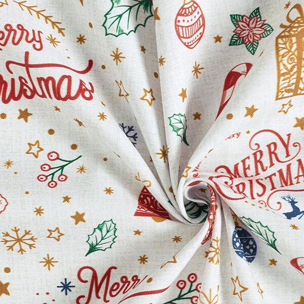 Decor Fabric Half Panama Merry Christmas – natural, image number 3