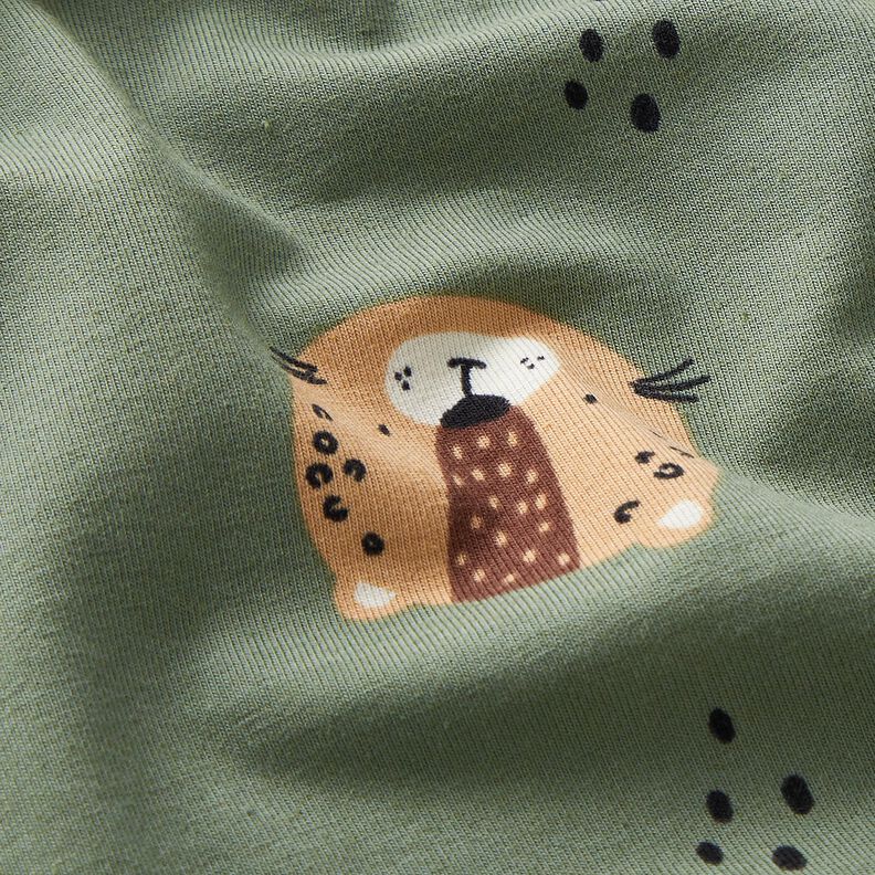 Cotton Jersey leopard faces  – pine,  image number 2