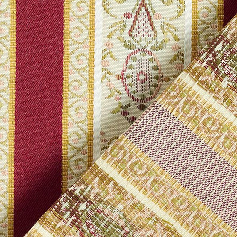 Biedermeier Stripes Jacquard Furnishing Fabric – cream/red,  image number 3