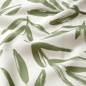 Decor Fabric Half Panama minimalist leaves – pine/natural, 