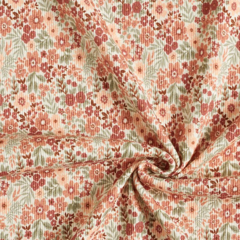 Ribbed Jersey flower meadow – offwhite, image number 3