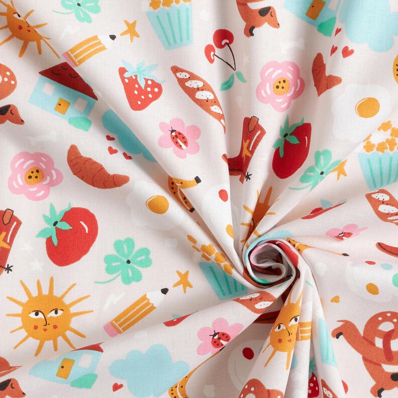 Cotton Poplin colourful hustle and bustle– misty grey,  image number 3