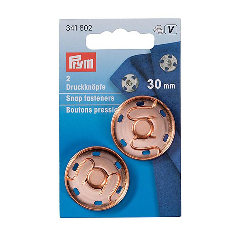 Sew-On Press Stud [Ø 30 mm x 2 pieces] - rose gold | Prym,  image number 1