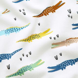 Brushed Sweatshirt Fabric Crocodiles – white, 