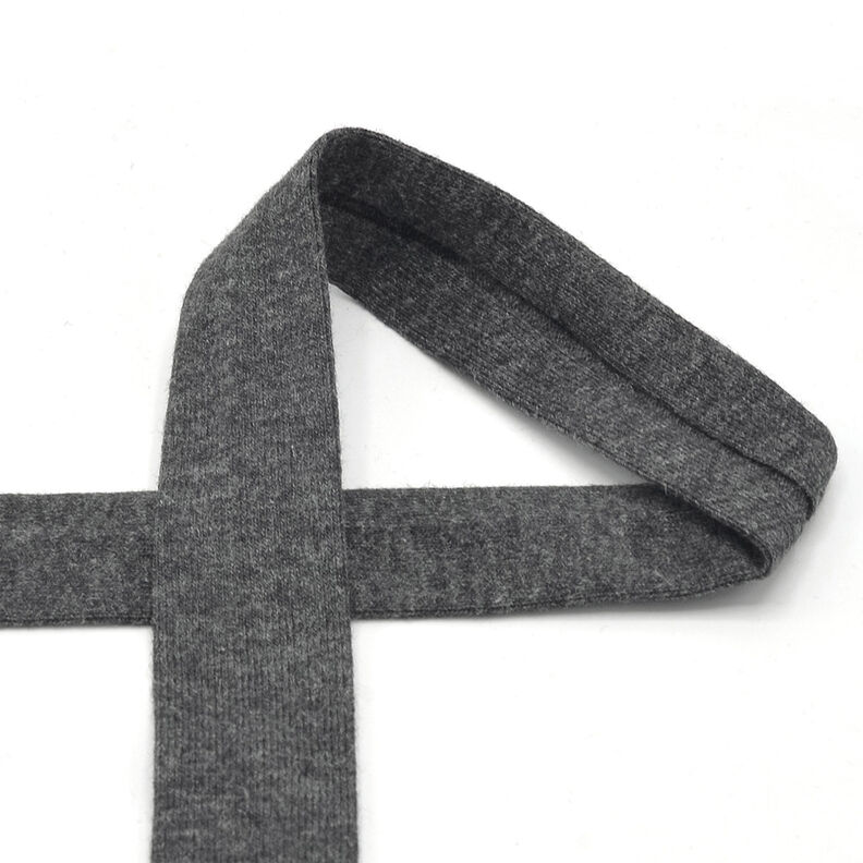 Bias binding Cotton Jersey Mottled [20 mm] – anthracite,  image number 1