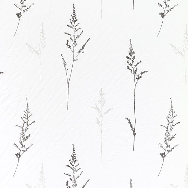 Curtain Fabric Voile fine grass 295 cm – white/black,  image number 1