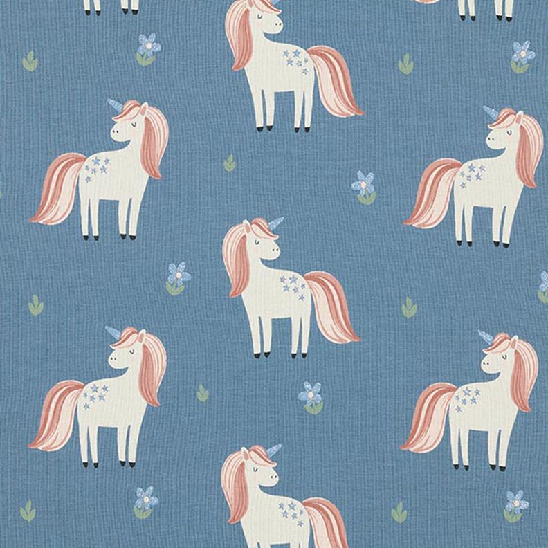 Cotton Jersey Sweet Glitter Unicorns – blue grey,  image number 1