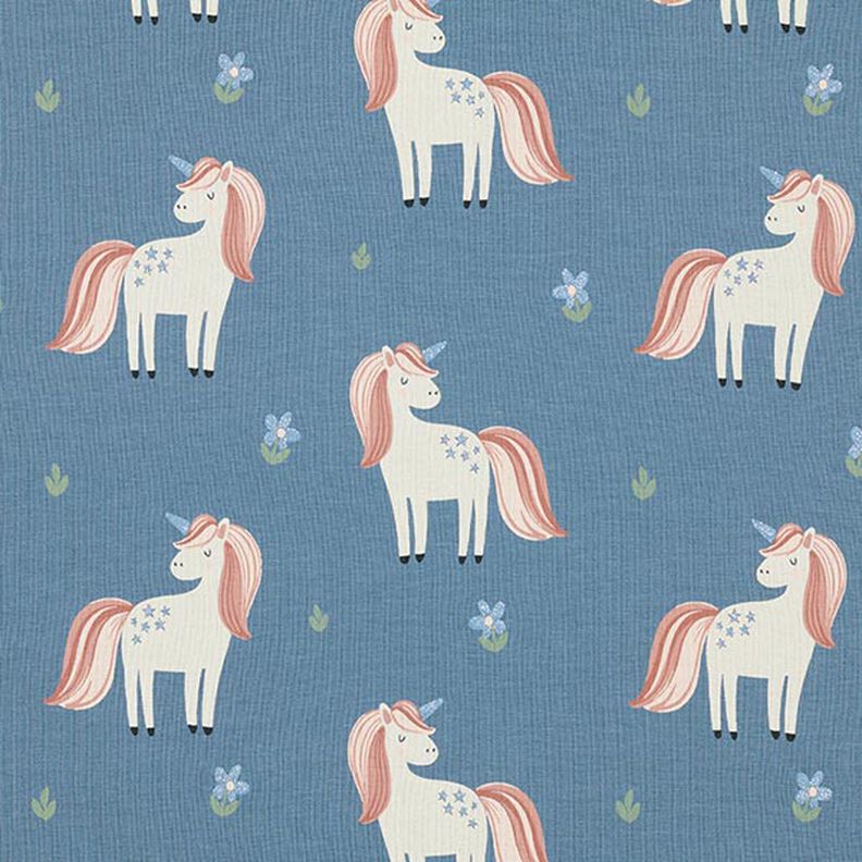 Cotton Jersey Sweet Glitter Unicorns – blue grey,  image number 1