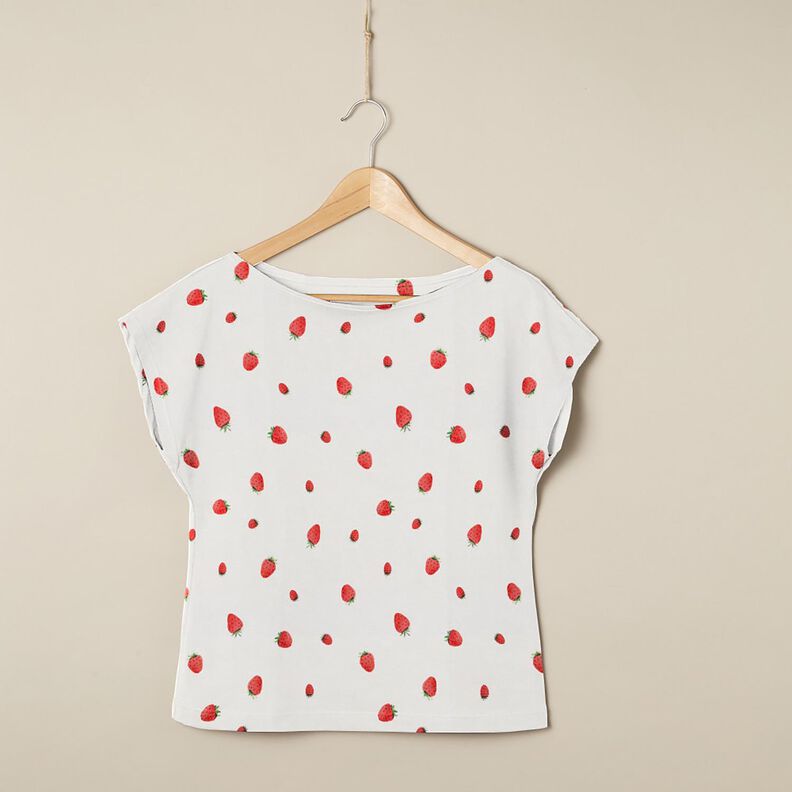 GOTS Cotton Jersey watercolour strawberries Digital Print – ivory,  image number 5