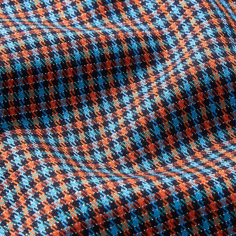 Viscose Blend Check with glitter – turquoise/orange,  image number 2